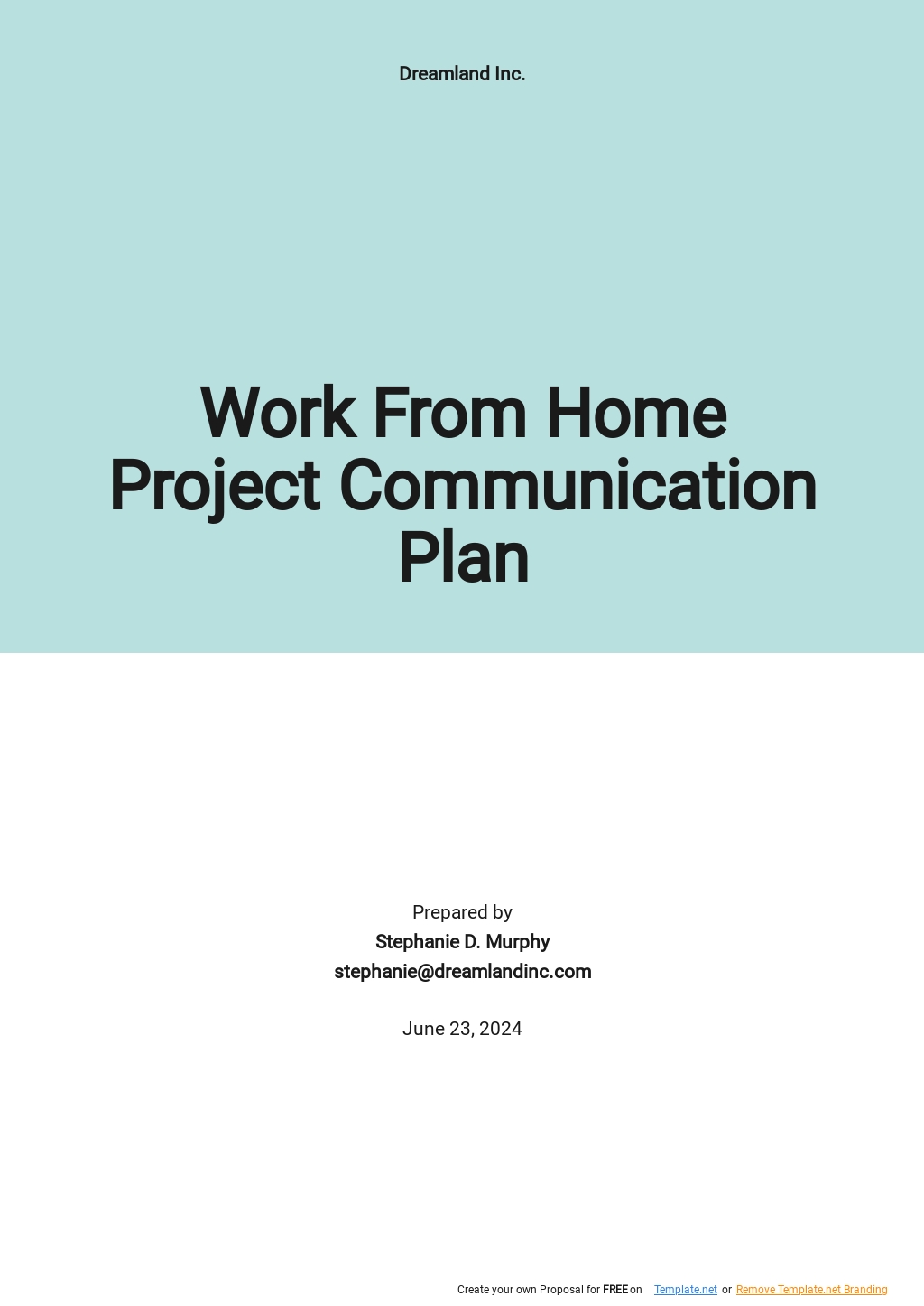 Work From Home Project Communication Plan Template.jpe