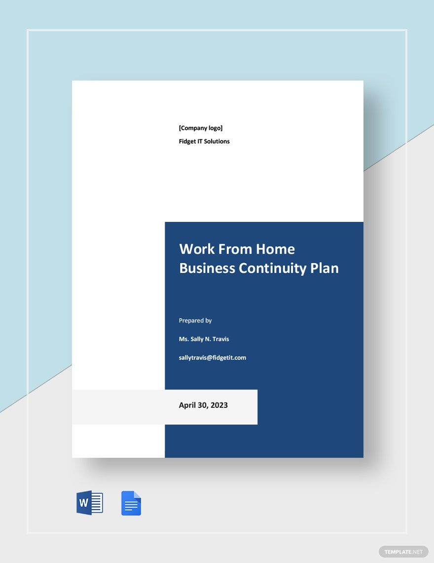Work From Home Business Continuity Plan Template
