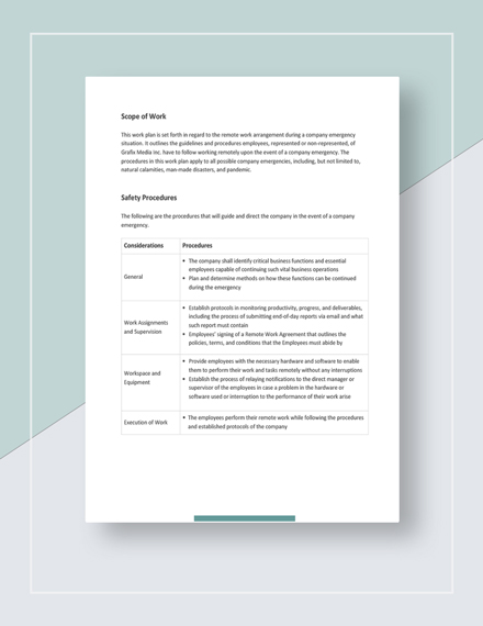 Company Emergency Remote Work Plan Template - Google Docs, Word ...