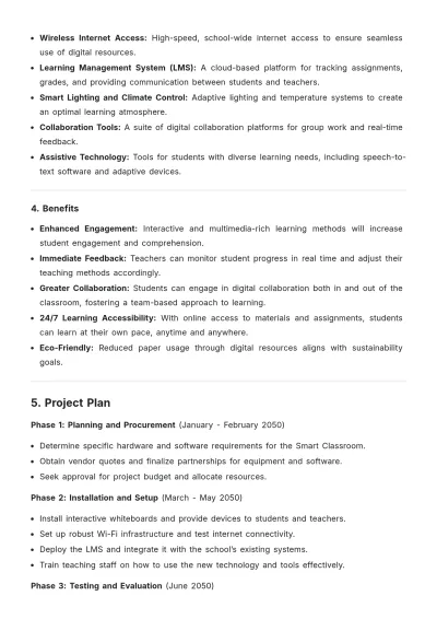 Free Smart School Classroom Proposal Template to Edit Online