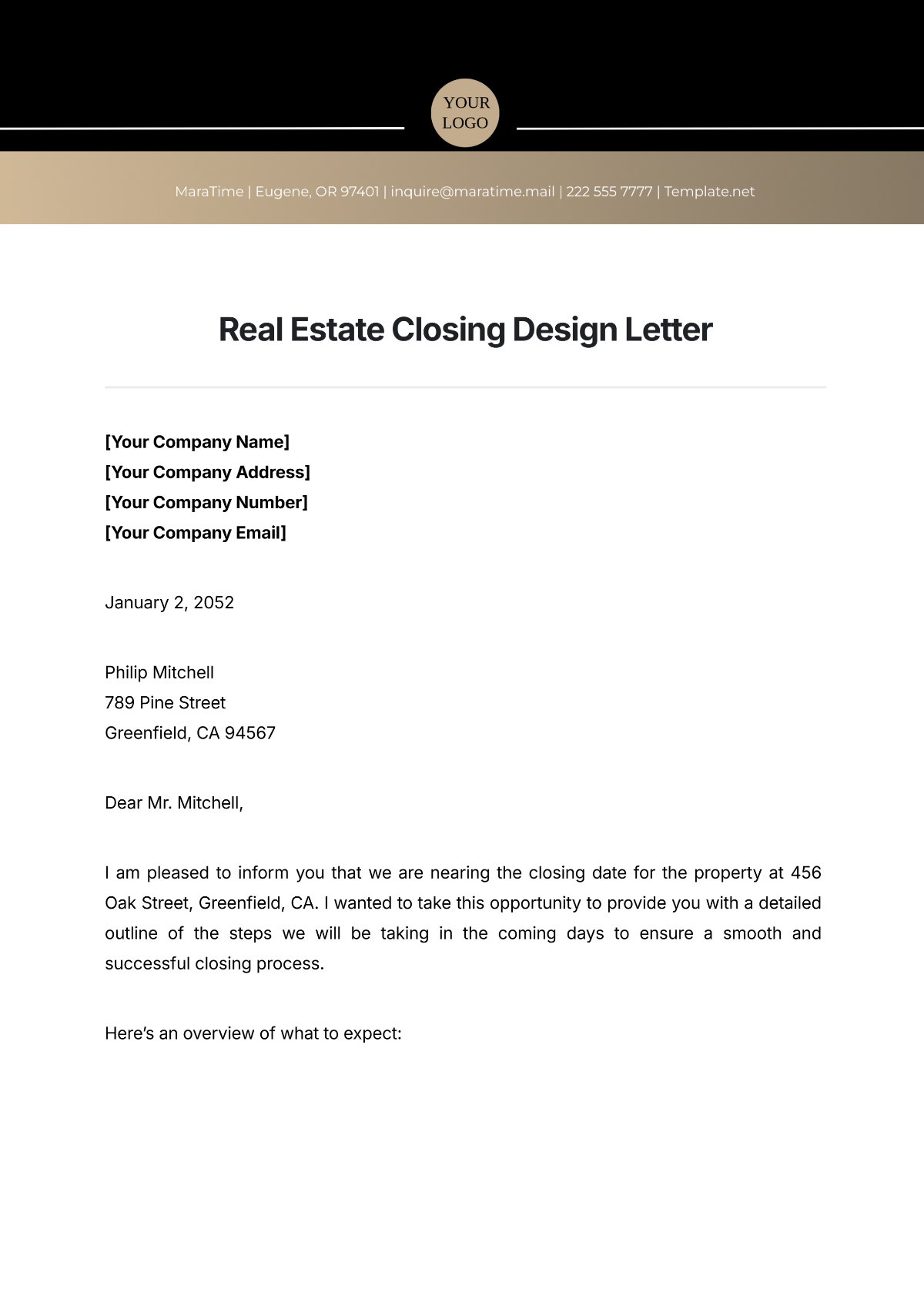 Free Real Estate Closing Design Letter Template