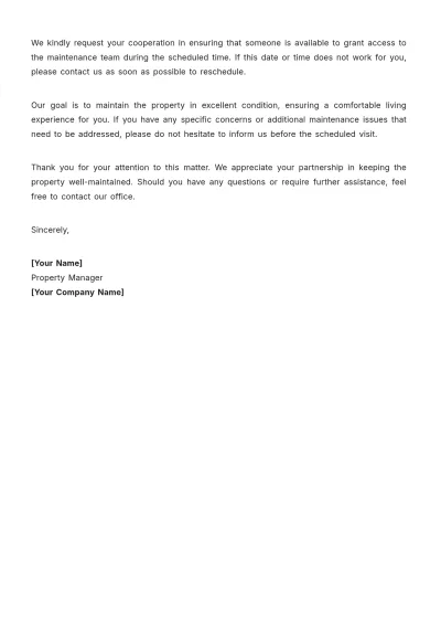 Free Real Estate Maintenance Letter Template to Edit Online