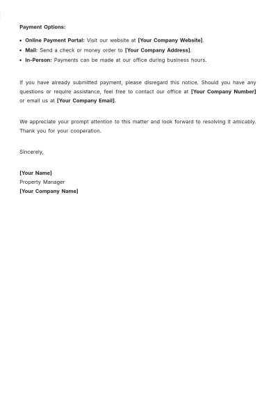 Free Real Estate Payment Reminder Letter Template to Edit Online