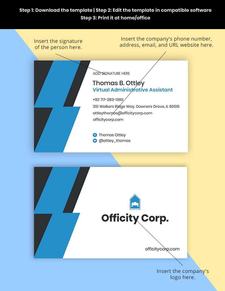 Work From Home Job Business Card Template