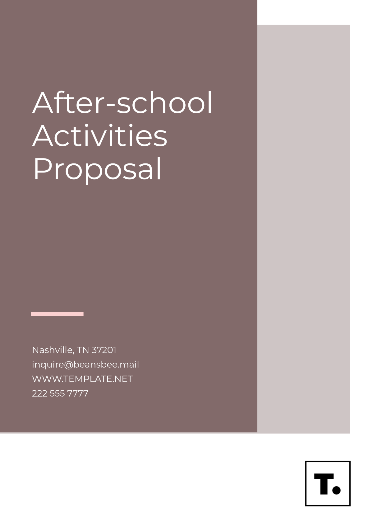 Free After-school Activities Proposal Template