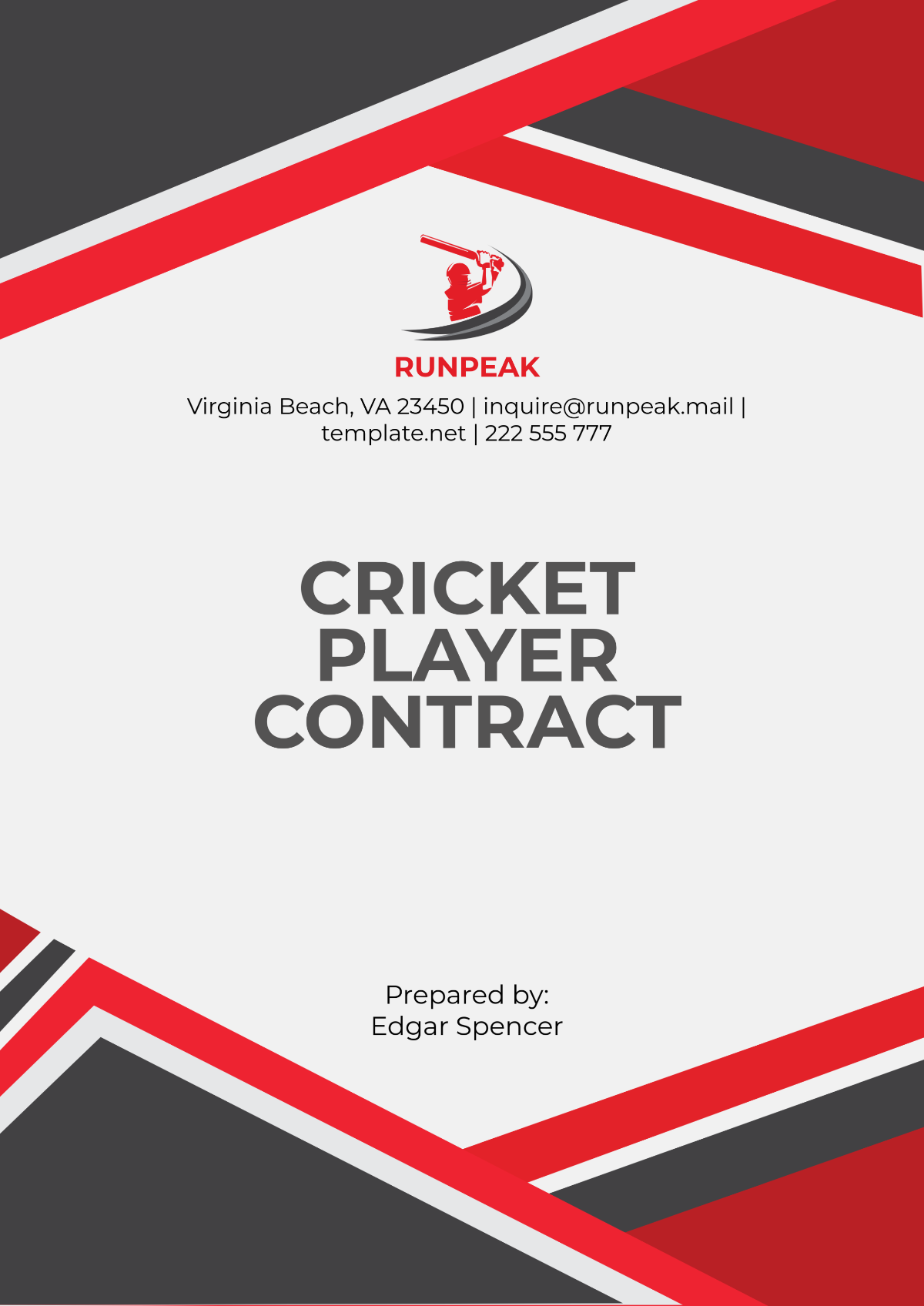 Free Cricket Player Contract Template