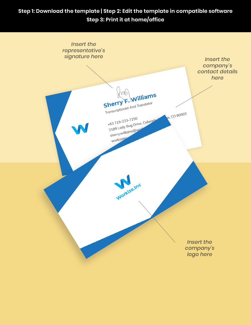 Work From Home Online Business Card Template