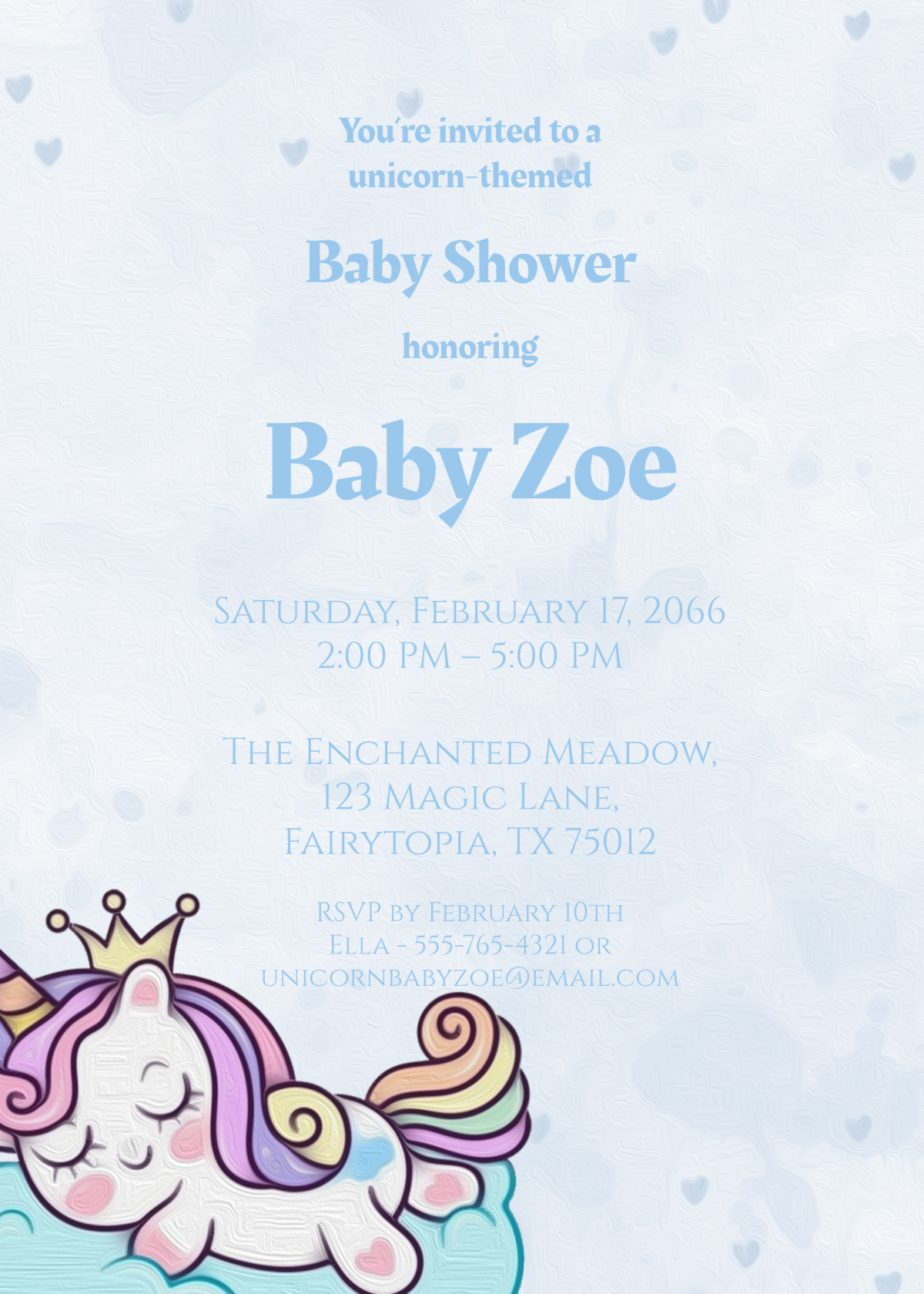 Unicorn Baby Shower Invitation Template - Edit Online & Download