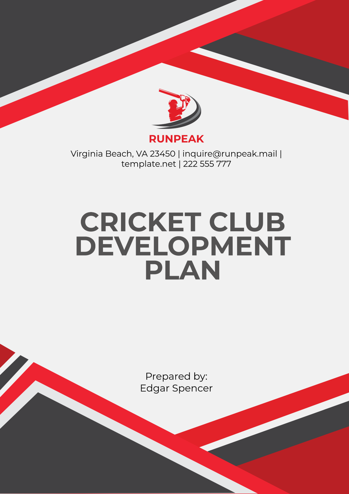 Free Cricket Club Development Plan Template