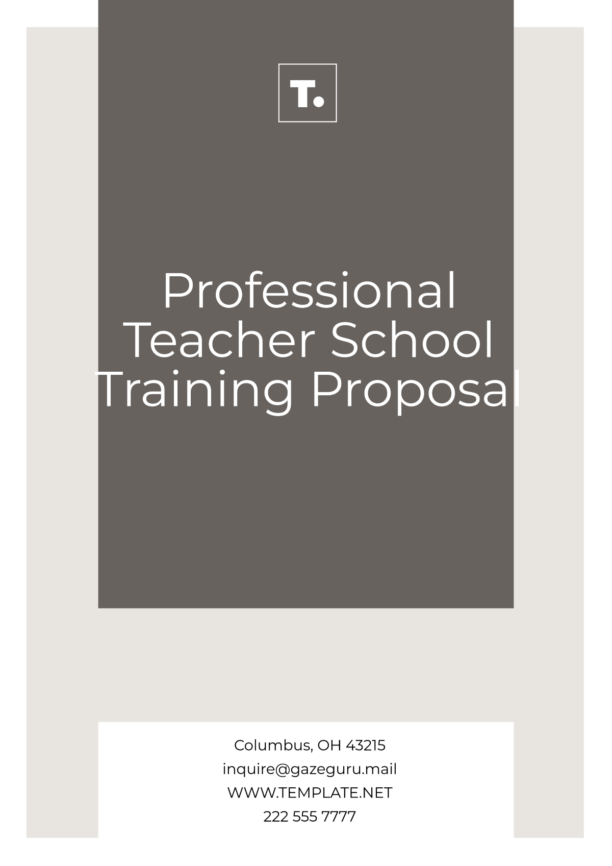 Free Professional Teacher School Training Proposal Template