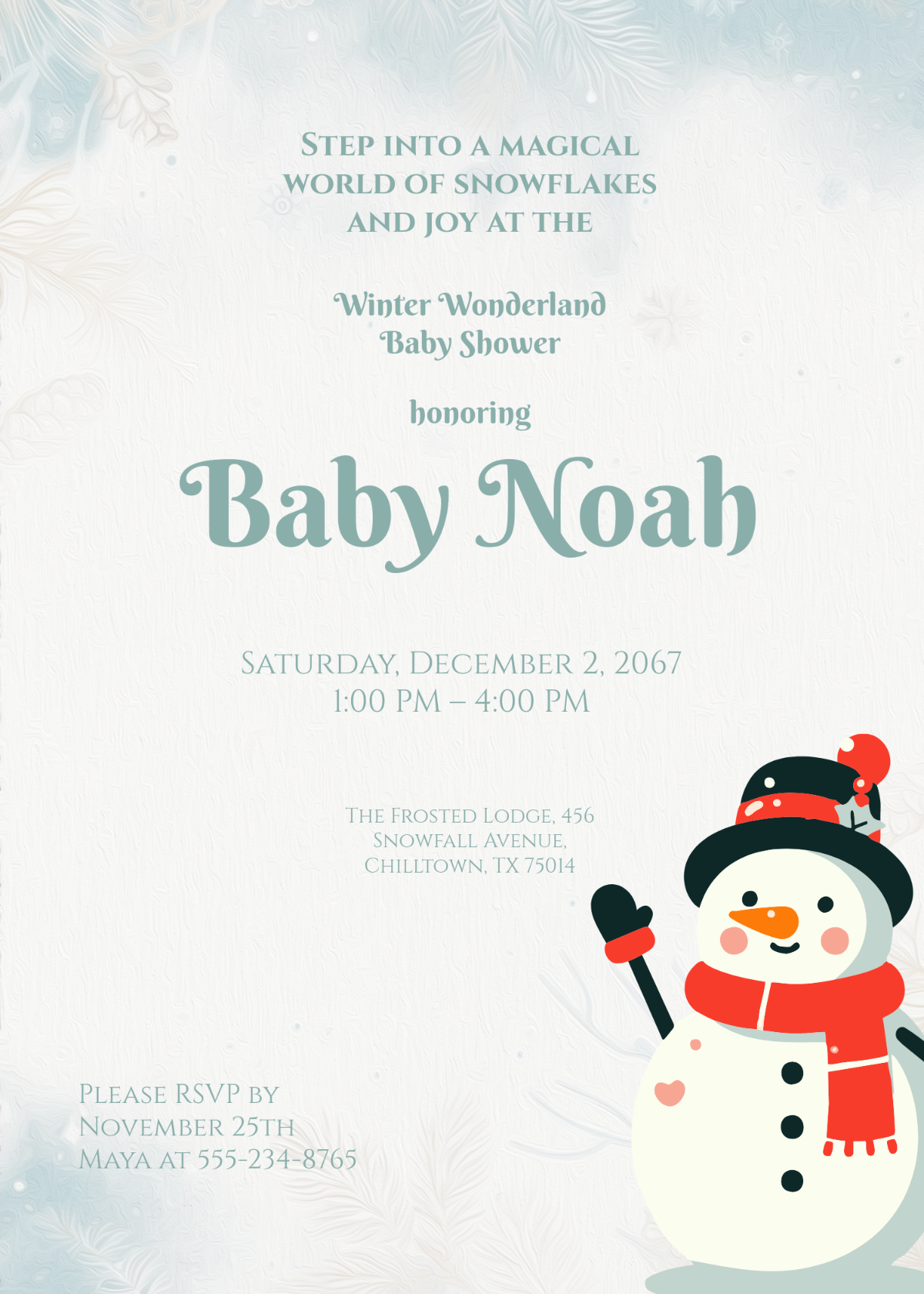 Winter Wonderland Baby Shower Invitation Template - Edit Online & Download