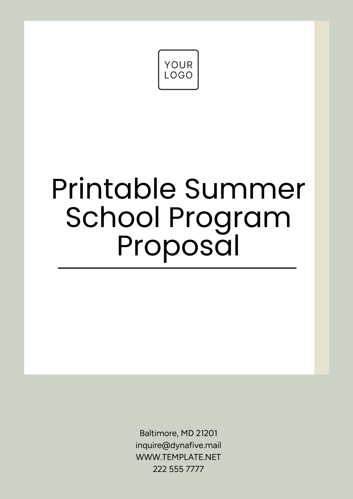 Free Printable Summer School Program Proposal Template