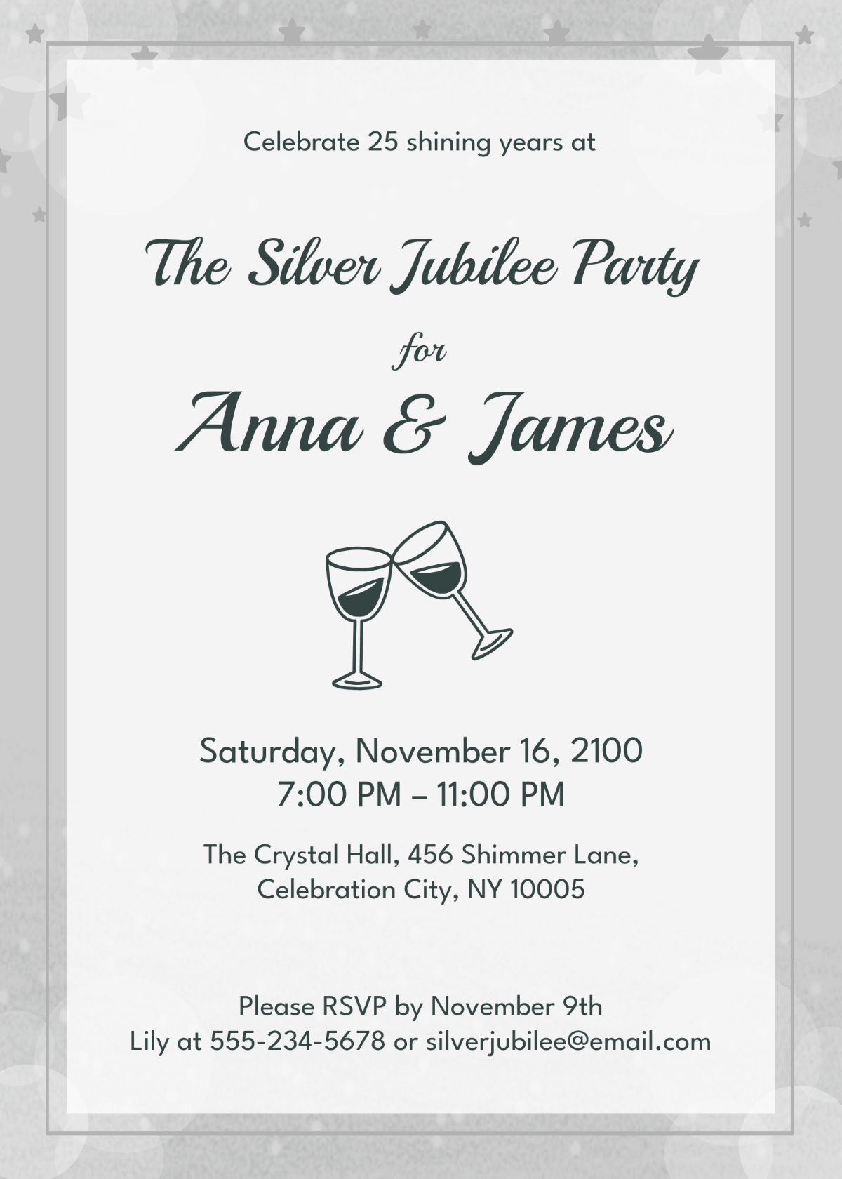 Free Silver Jubilee Party Invitation Template