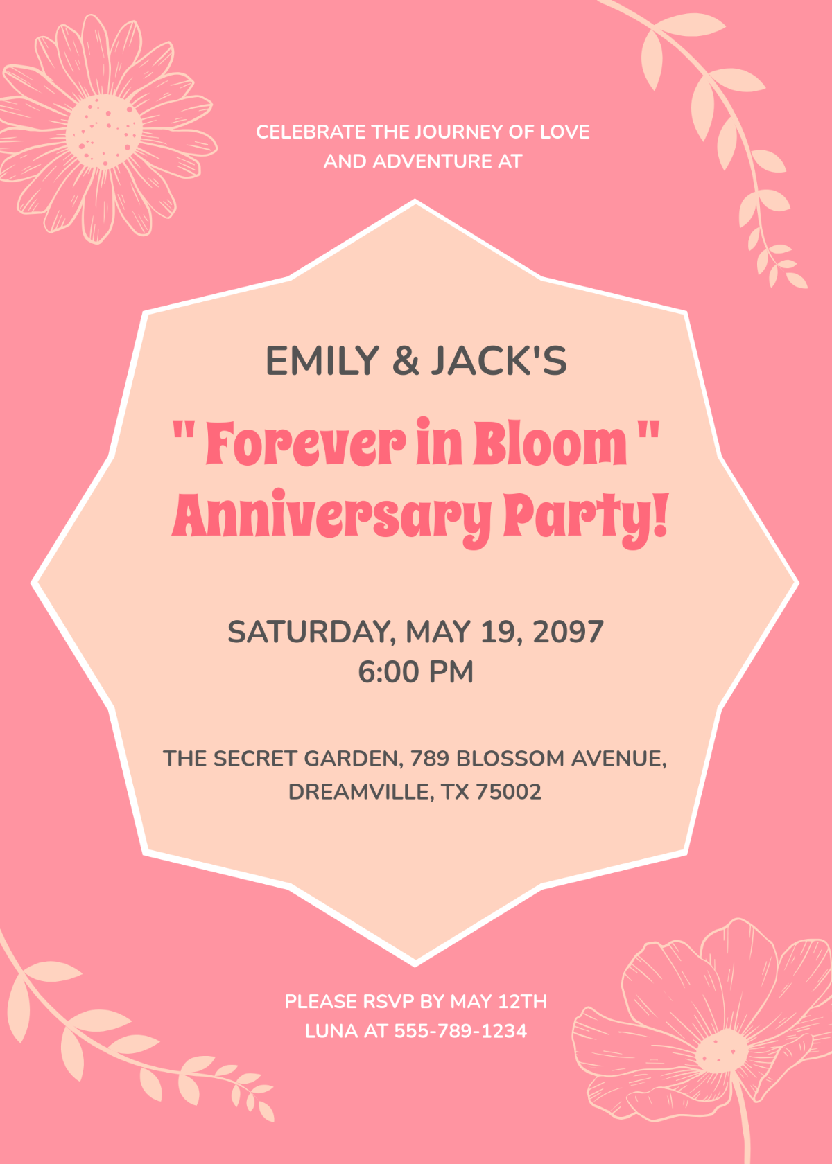 Free Unique Anniversary Party Invitation Template