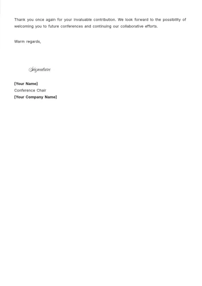 Free Thank You Letter for Medical Conference Participation Template to Edit Online