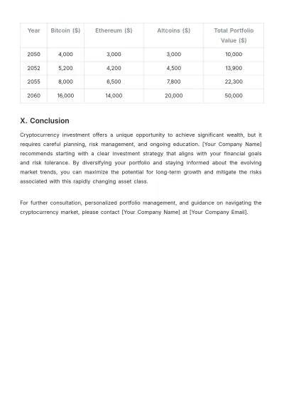 Free Cryptocurrency Investment Plan Template to Edit Online