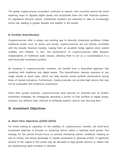 Free Cryptocurrency Investment Plan Template to Edit Online