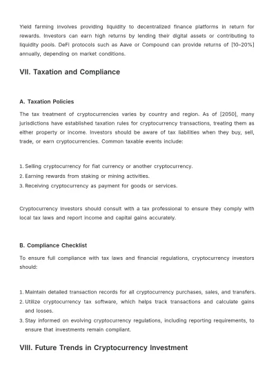 Free Cryptocurrency Investment Plan Template to Edit Online