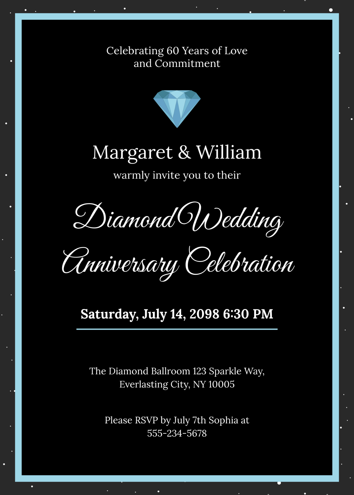 Free Design Diamond Anniversary Invitation Template