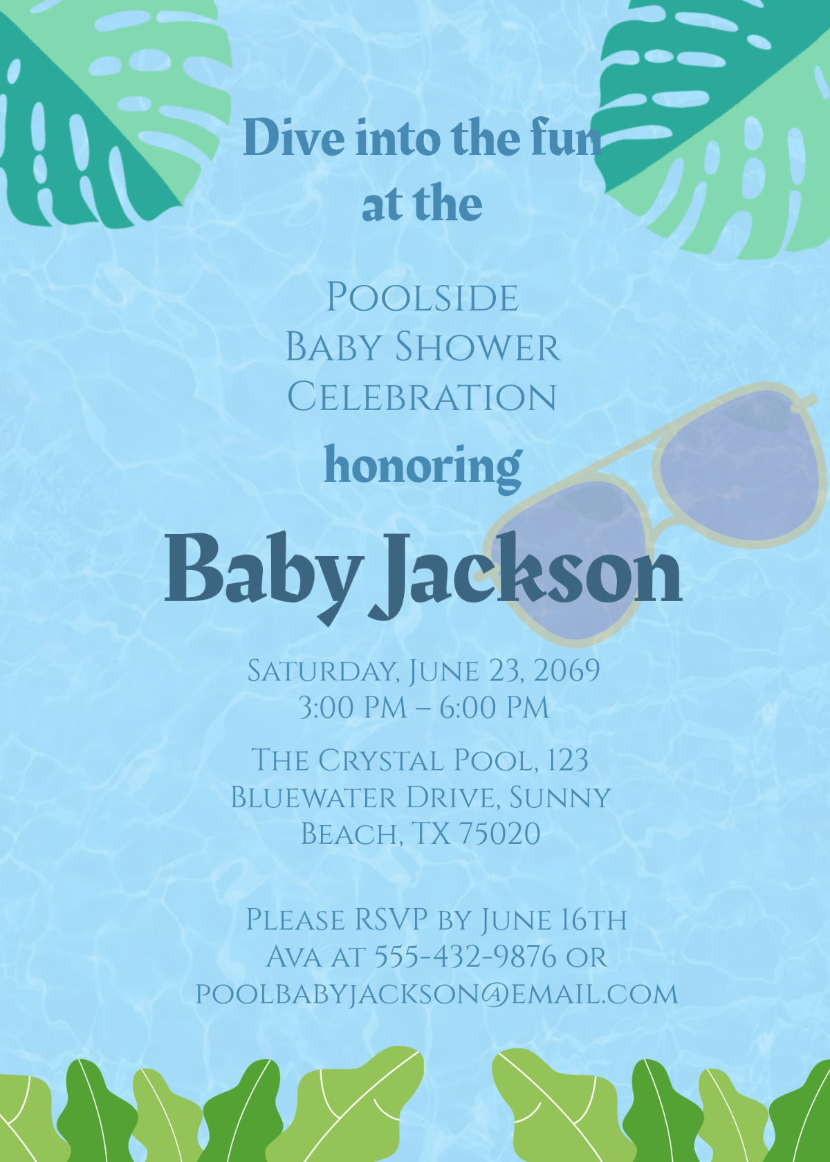 Blank Pool Baby Shower Invitation Template - Edit Online & Download