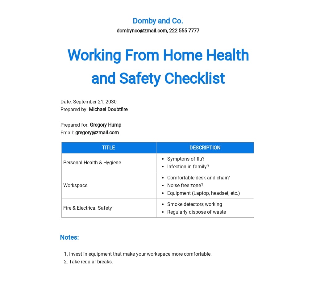 work from home safety checklist