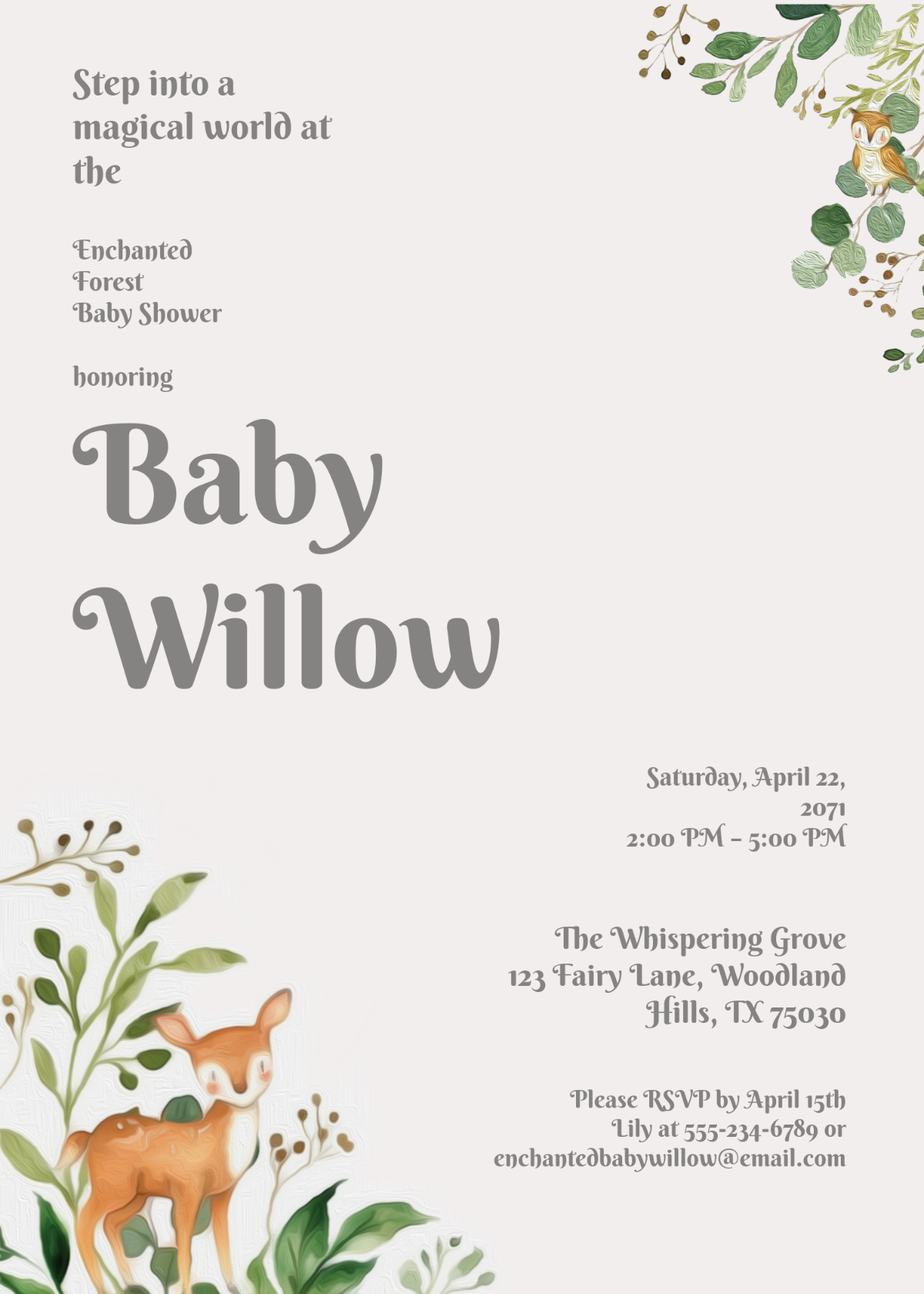 Enchanted Forest Baby Shower Invitation Template - Edit Online & Download