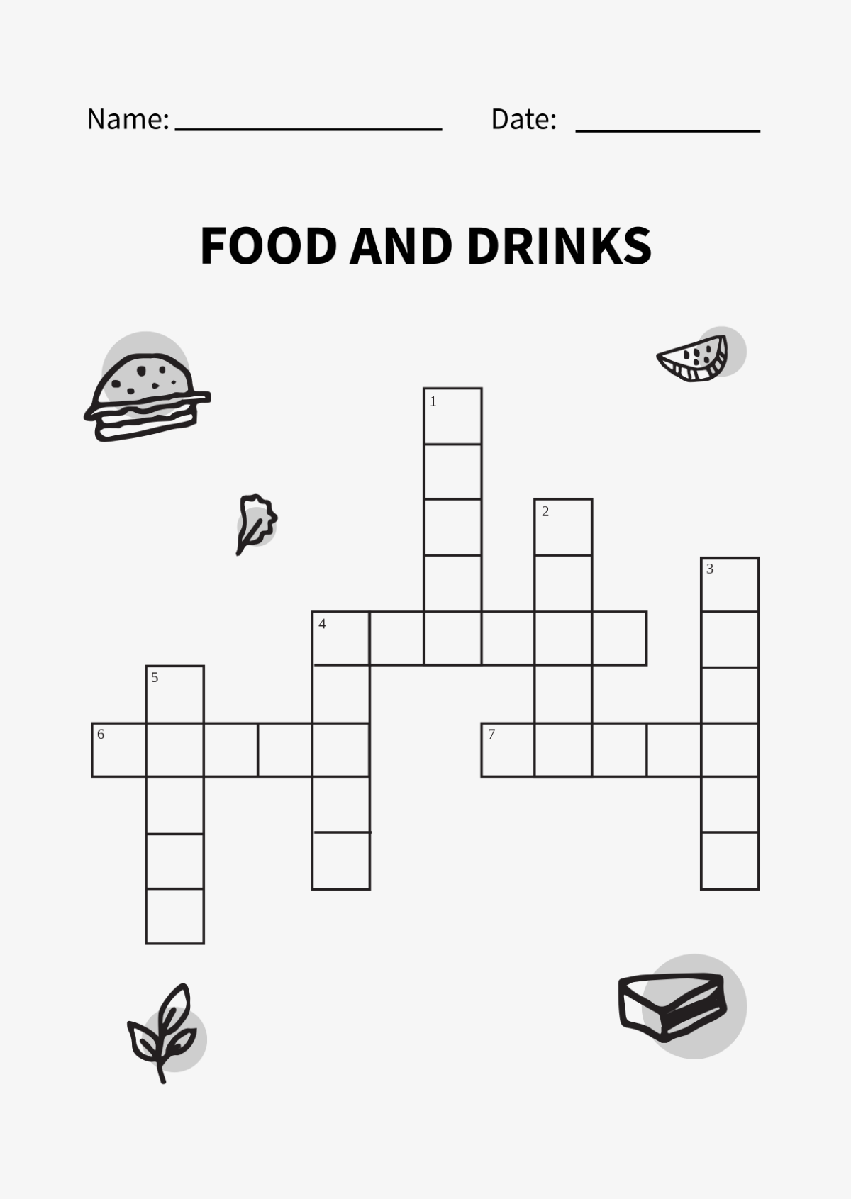 Free Black and White Mini Crossword Template