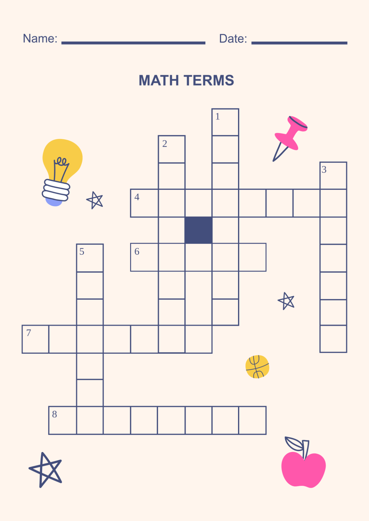 Free Classroom Quiz Mini Crossword Template