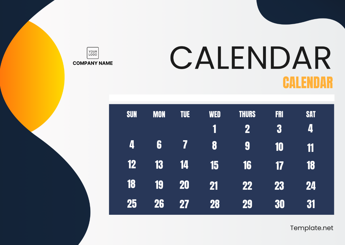 Free Editable Calendar Template