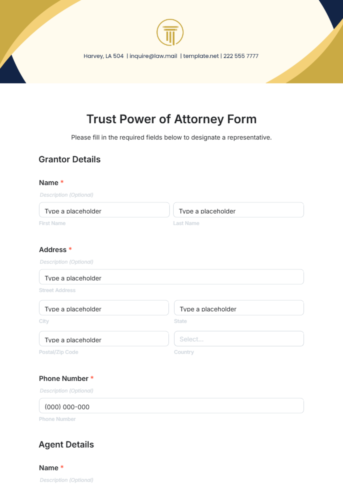 Free Trust Power of Attorney Form Template