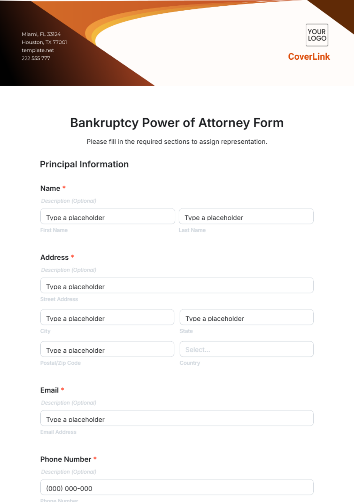 Free Bankruptcy Power of Attorney Form Template