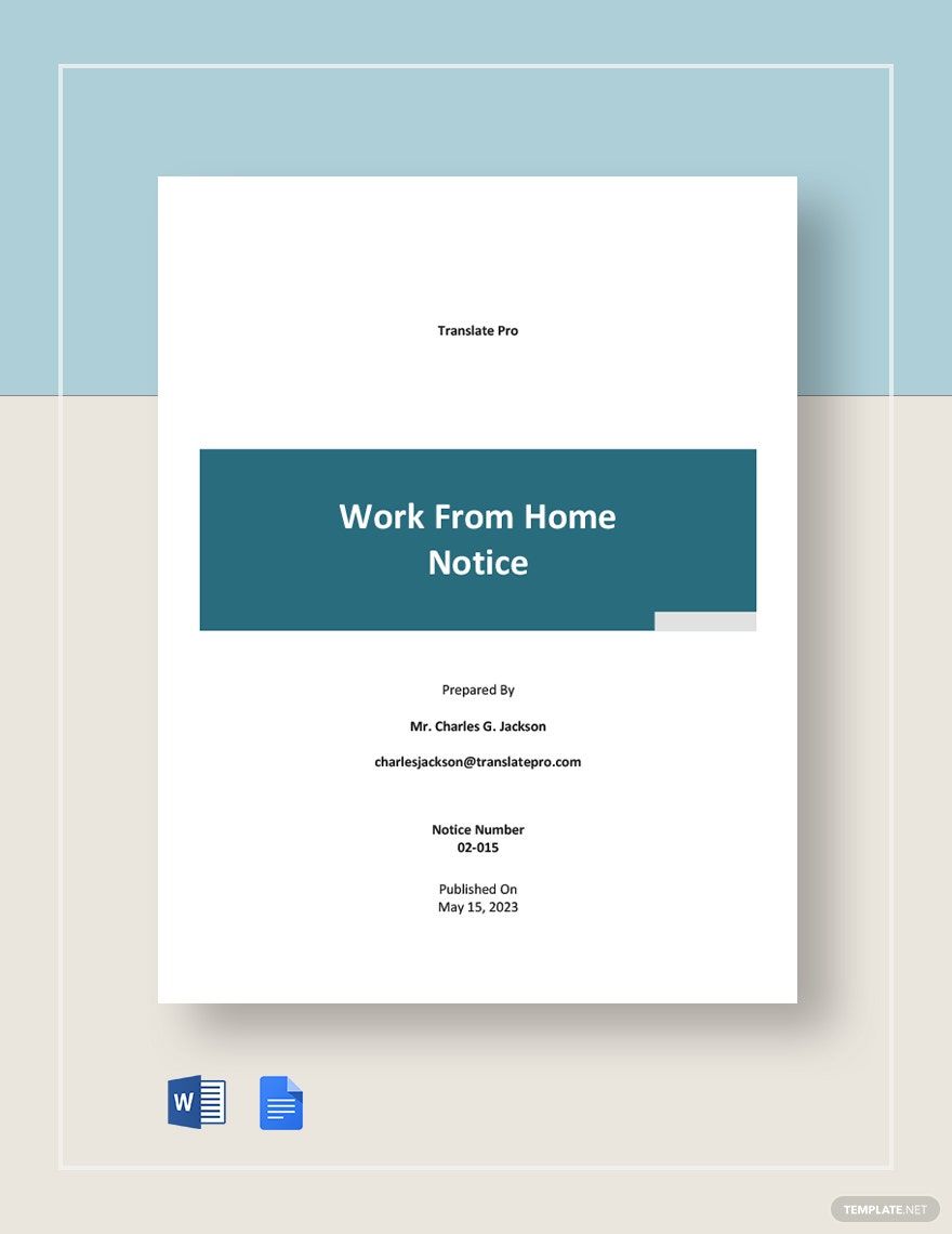 Free Sample Work From Home Notice Template