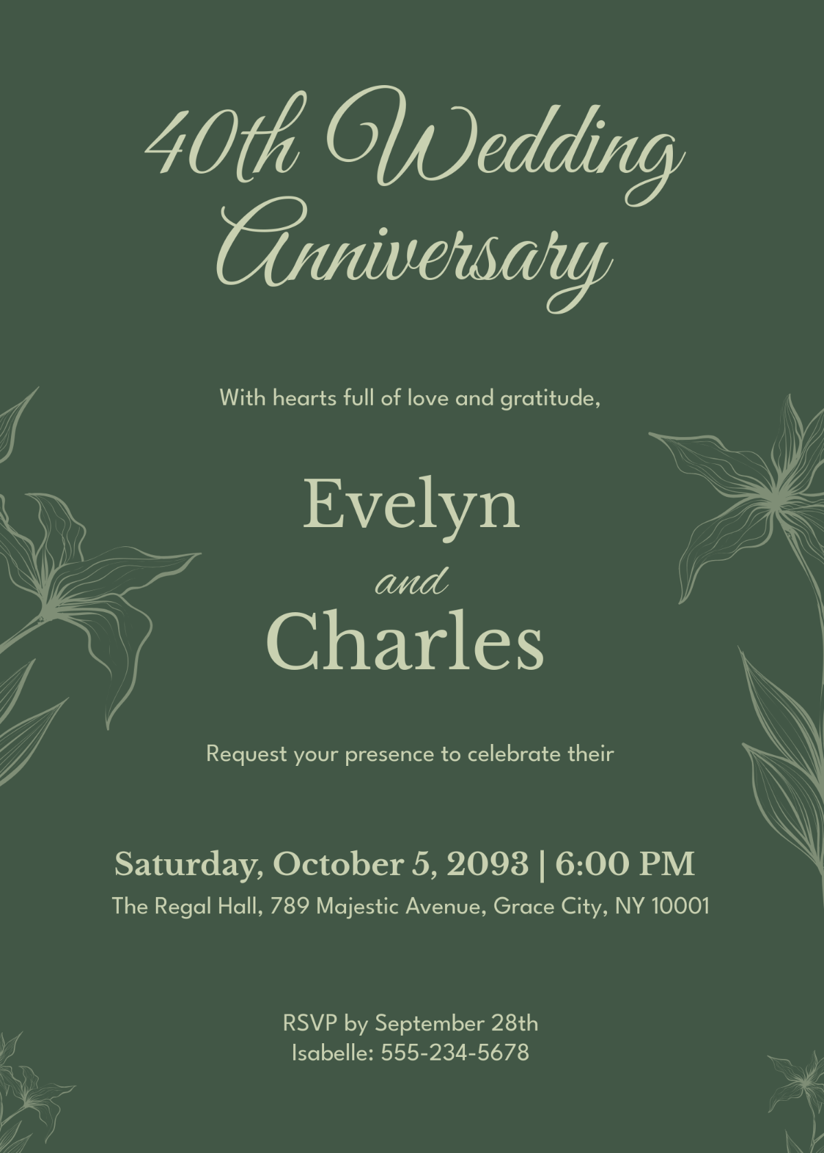 Free Elegant Wedding Anniversary Invitation Template