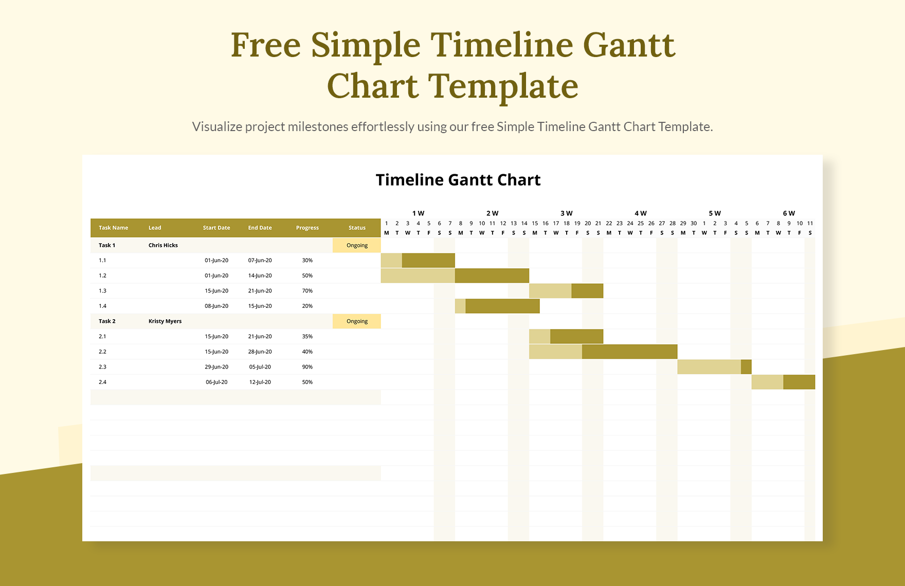 Simple Timeline Gantt Chart Template