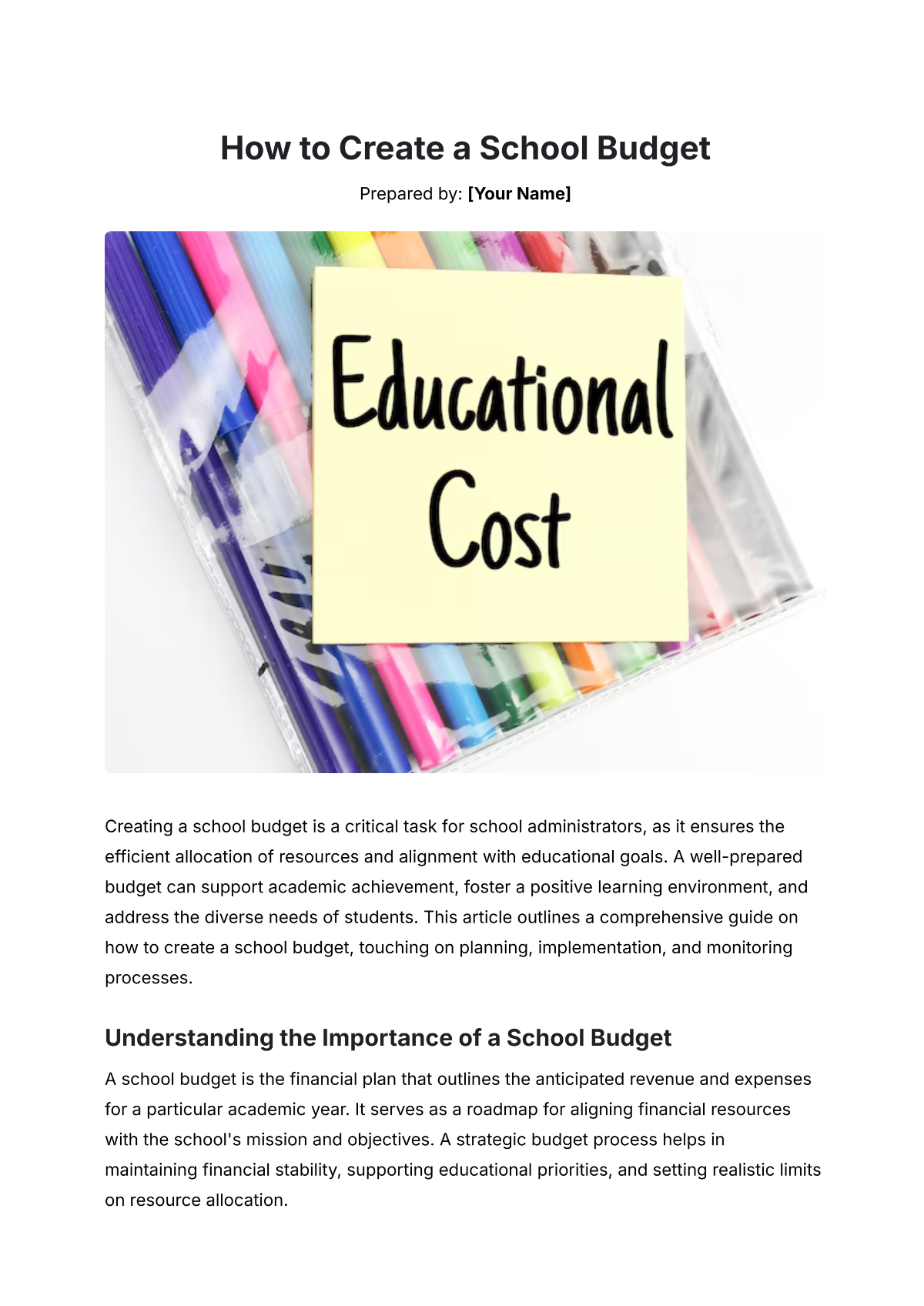 Free How to Create a School Budget Template