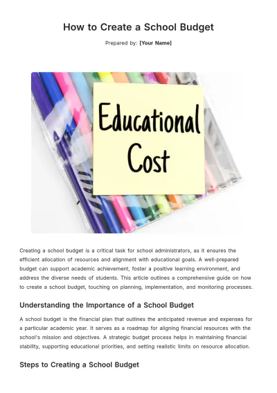 Free How to Create a School Budget to Edit Online