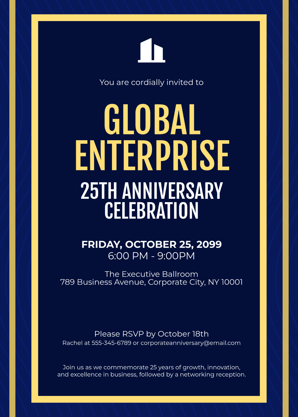 Free Professional Corporate Anniversary Invitation Template