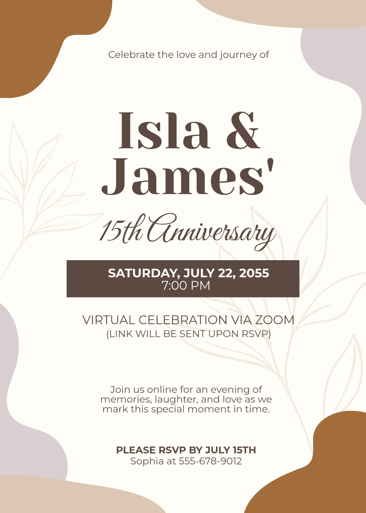 Free Aesthetic Digital Anniversary Invitation Template