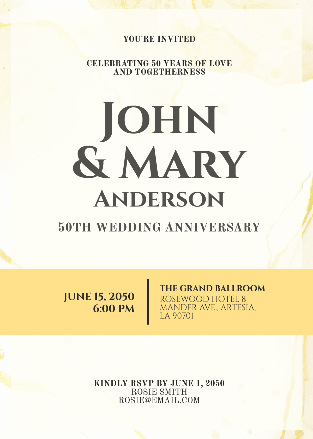 Free Sparkly Gold Anniversary Invitation Template