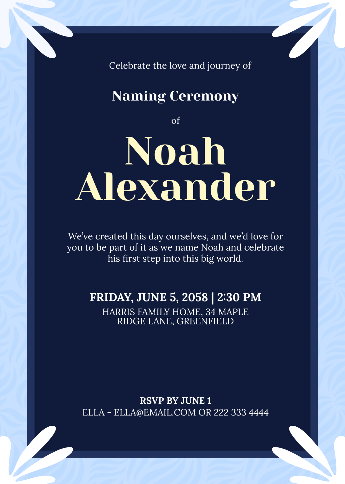 Free DIY Naming Ceremony Invitation Template