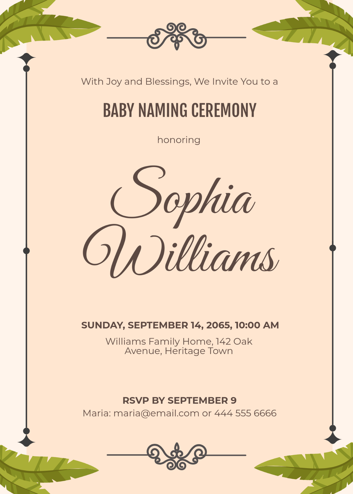 Free Traditional Naming Ceremony Invitation Template