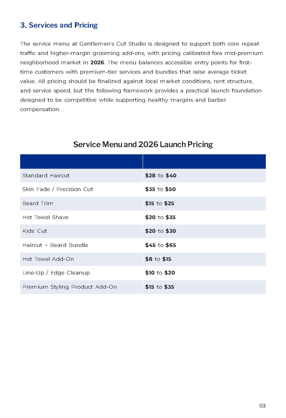 Free Barber Shop Business Plan Template to Edit Online