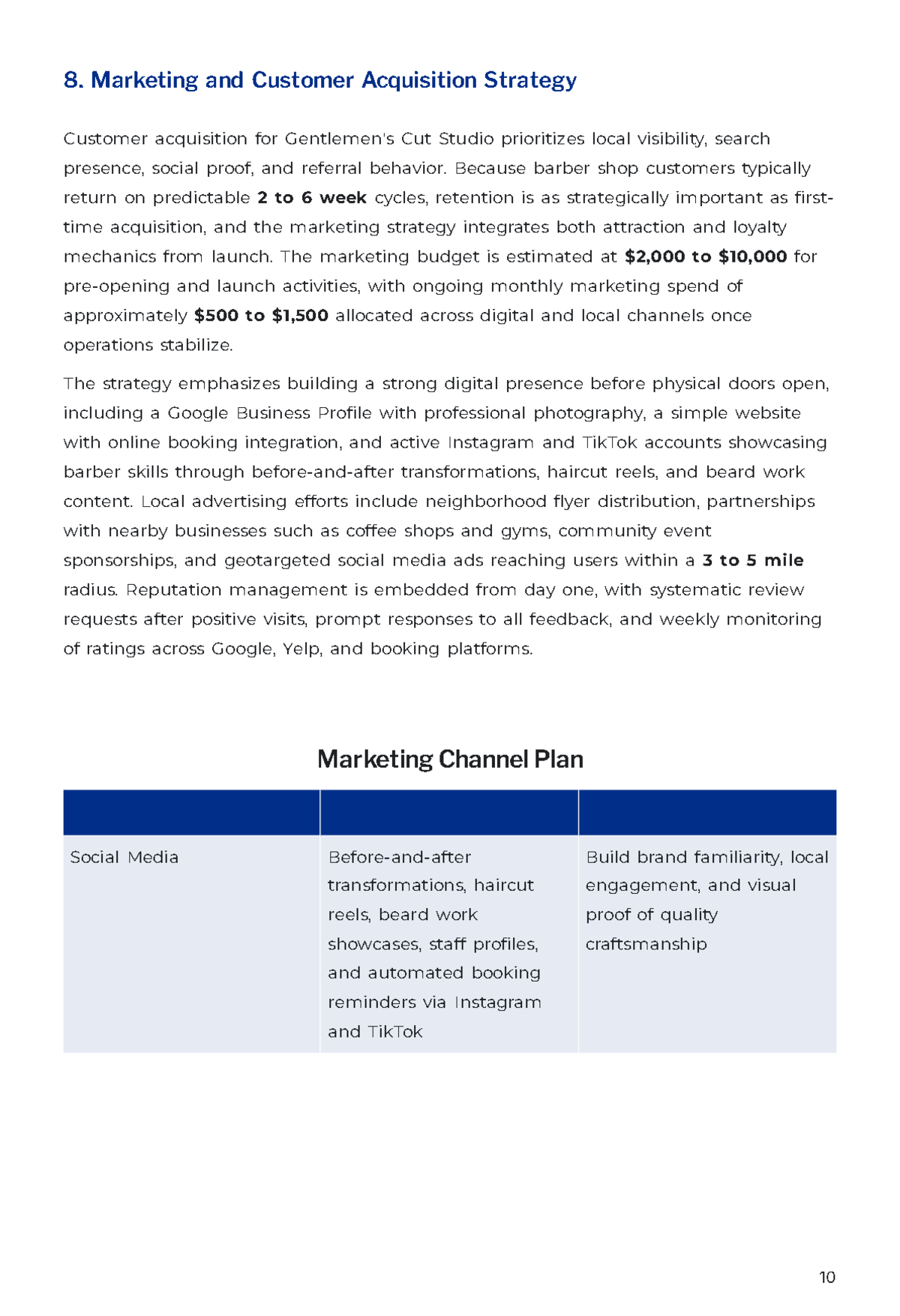 Free Barber Shop Business Plan Template to Edit Online