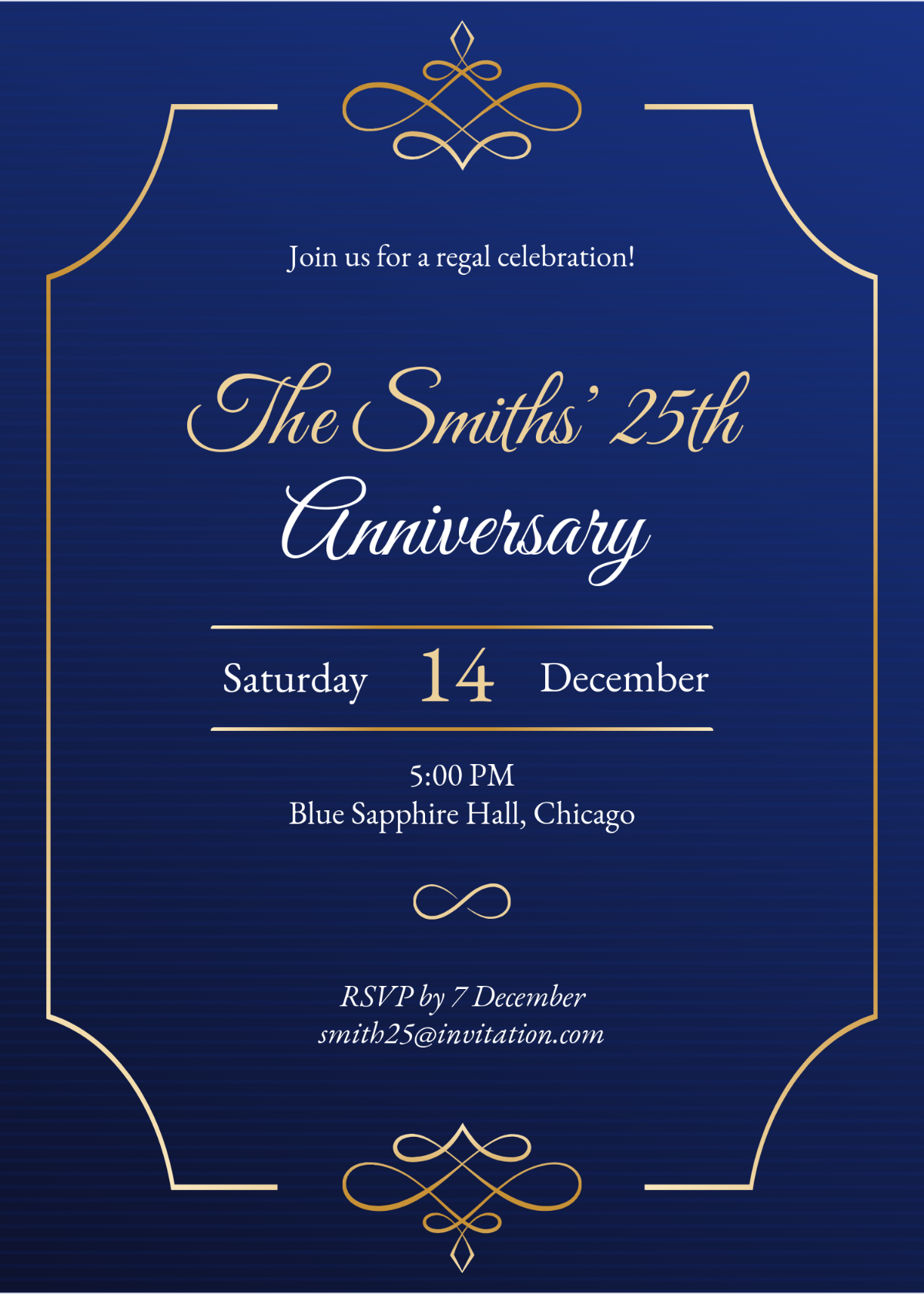 Free Royal Blue Elegant Invitation Template