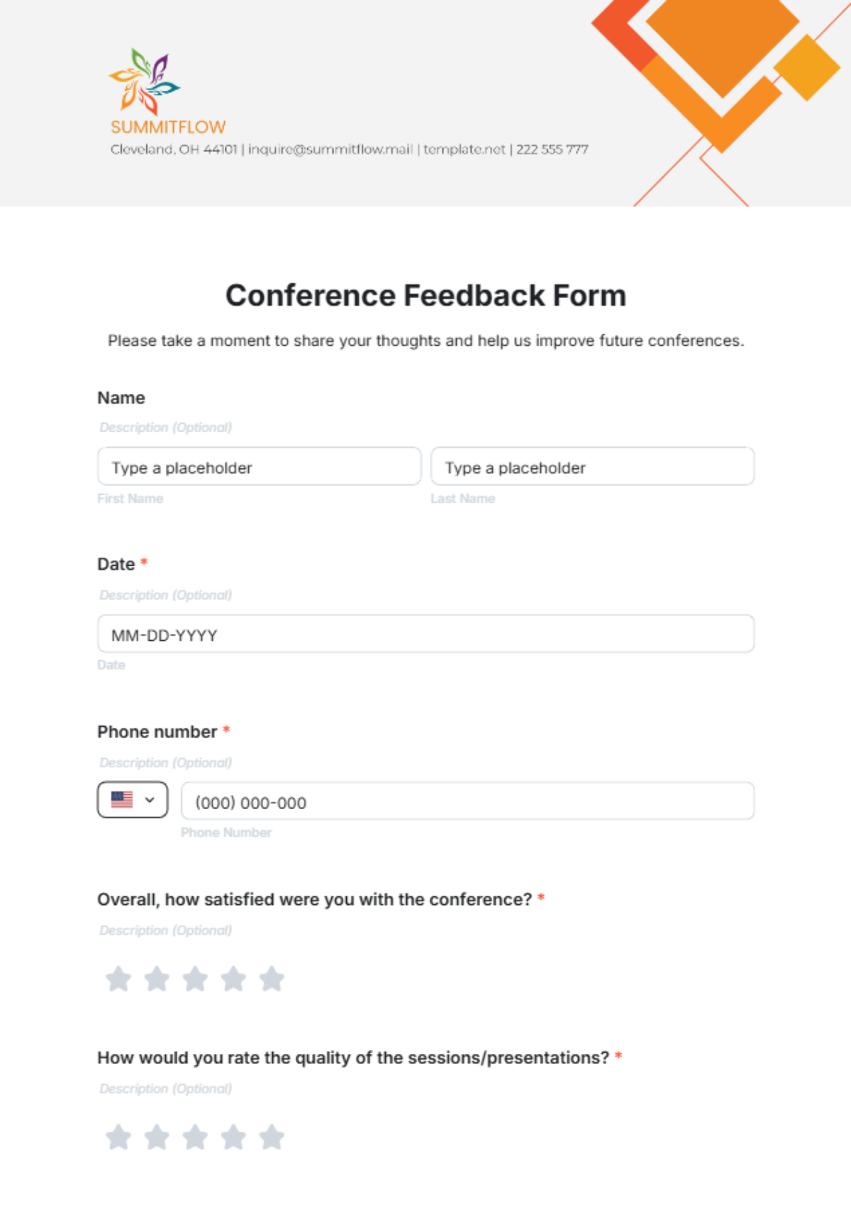 Free Conference Feedback Form Template