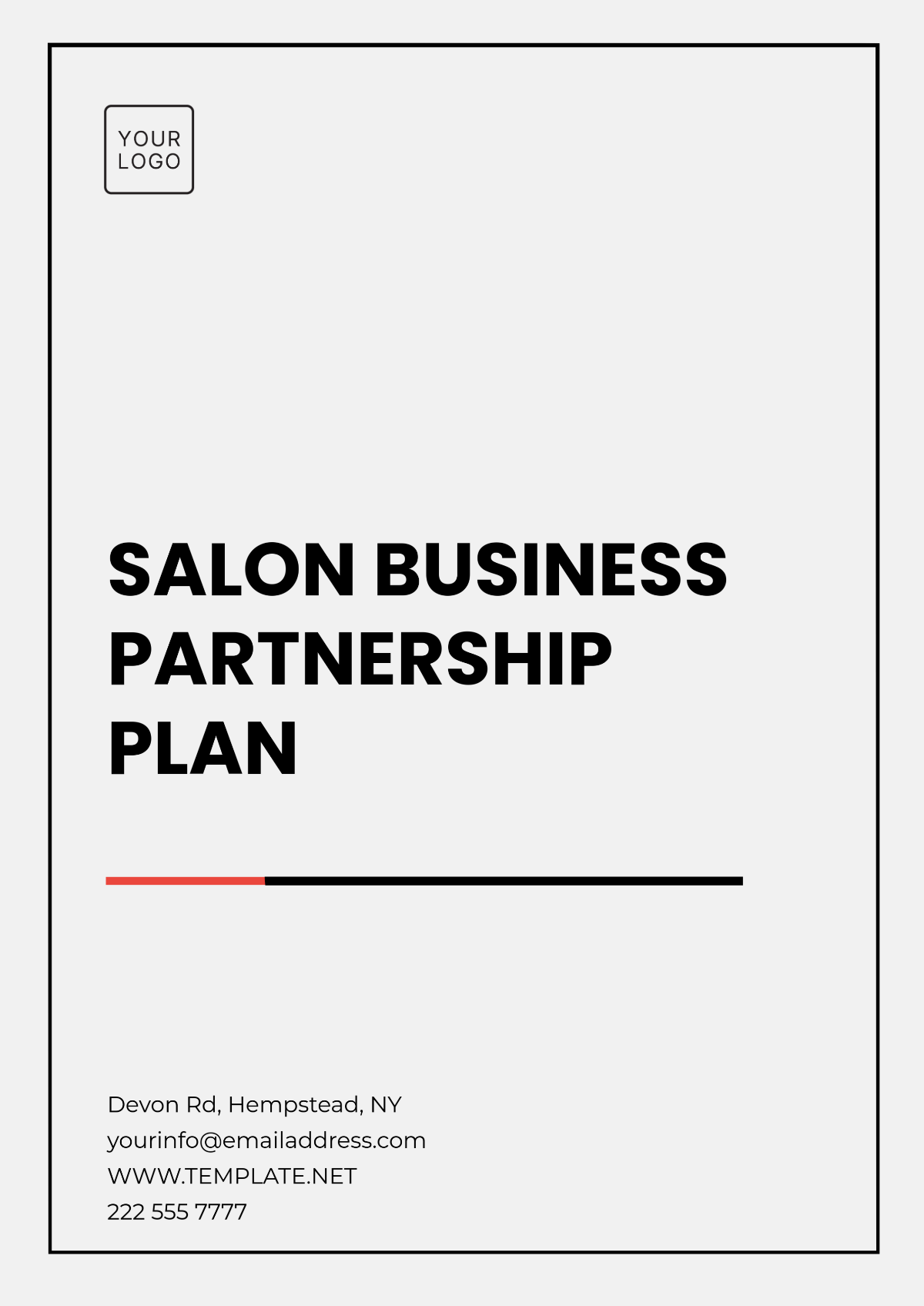 Free Salon Business Partnership Plan Template