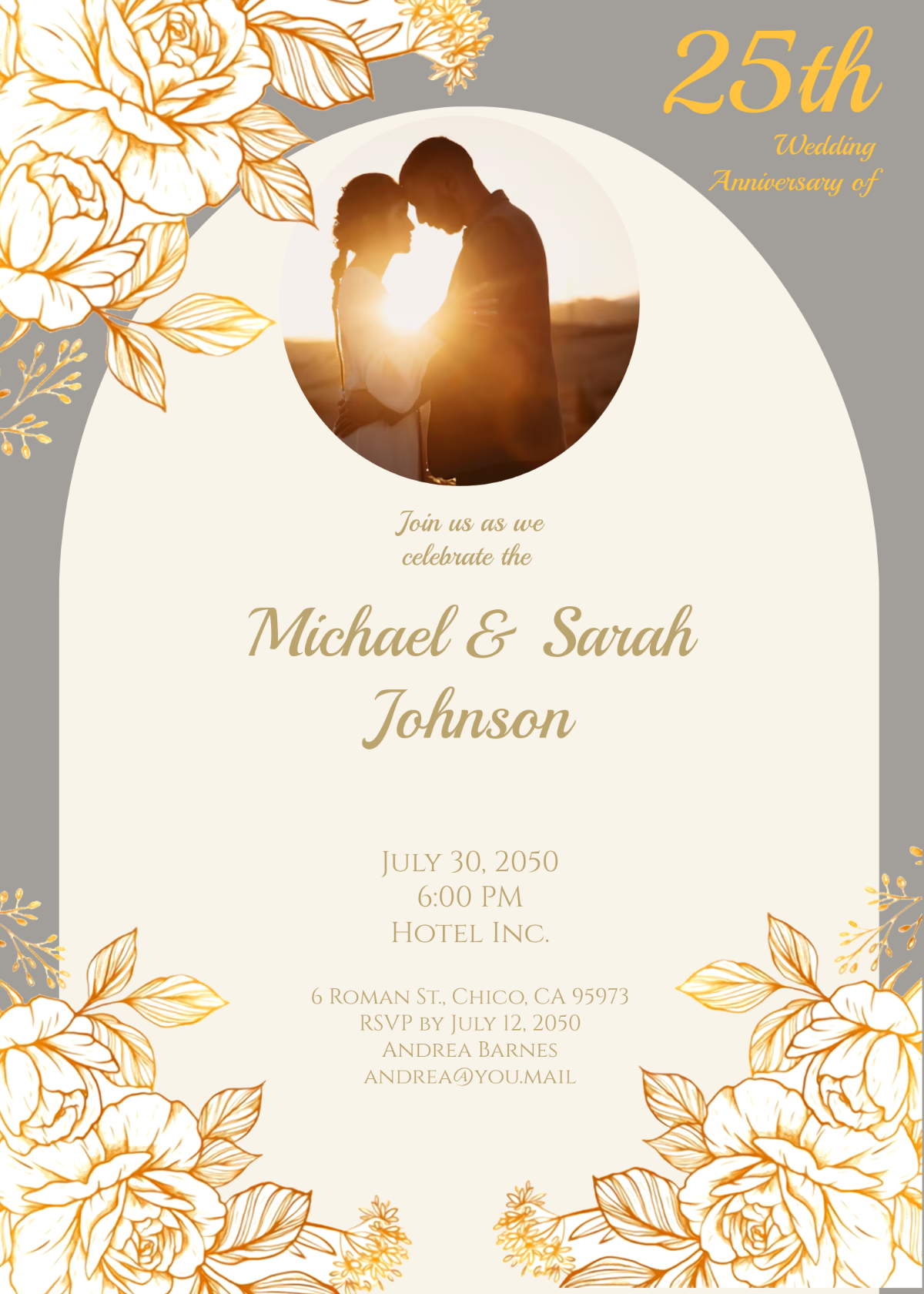 Free Floral Wedding Anniversary Invitation Template