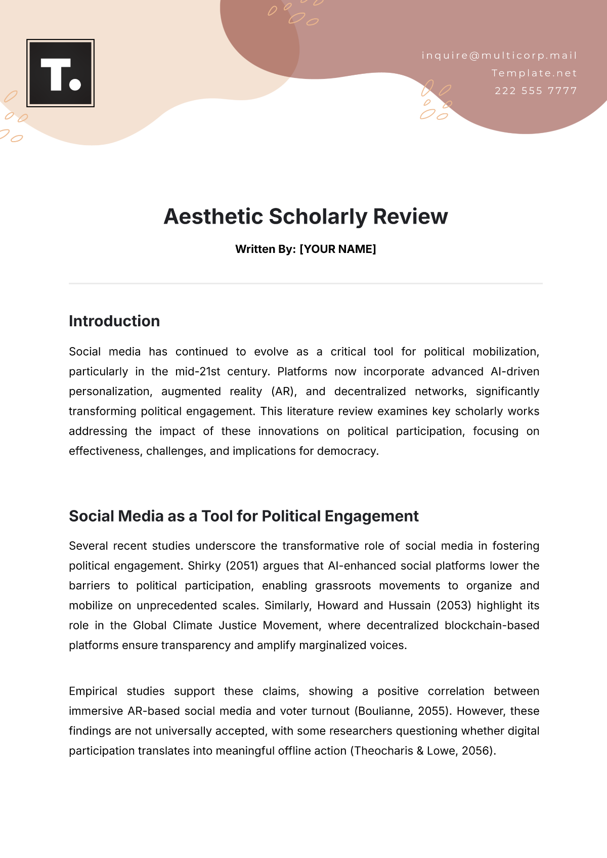 Aesthetic Scholarly Review Template - Edit Online & Download