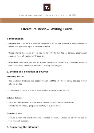 Free Literature Review Writing Guide Template to Edit Online