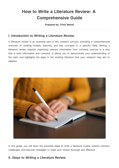 Free How to Write a Literature Review to Edit Online
